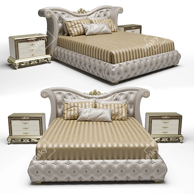 Turri Hermitage: Classic Luxury Wood Bed 3D model image 1