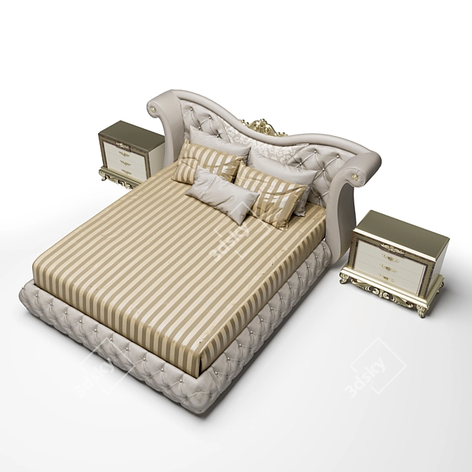 Turri Hermitage: Classic Luxury Wood Bed 3D model image 2
