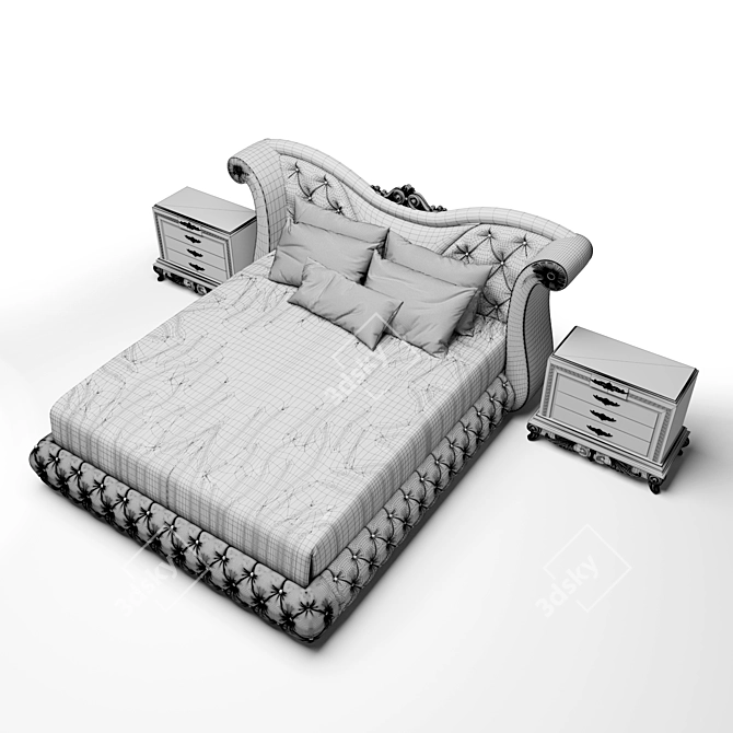 Turri Hermitage: Classic Luxury Wood Bed 3D model image 5