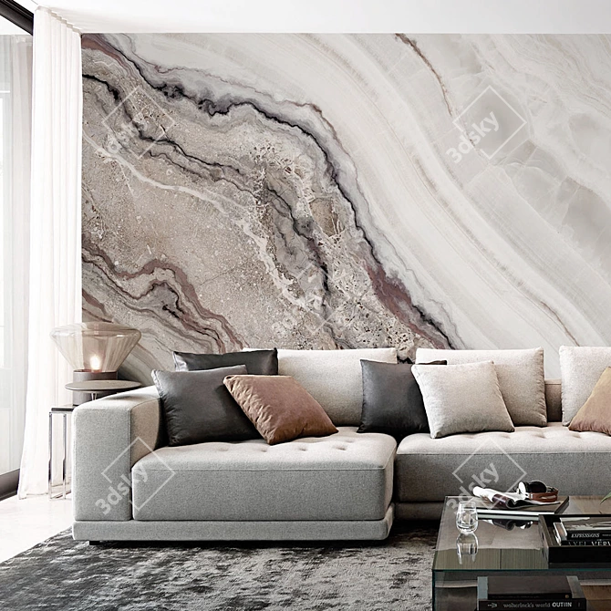 Title: Stone Surface Wallpaper | Customizable, Eco-friendly 3D model image 4