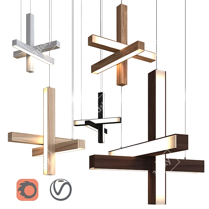 Modern LED Pendant Lamp "Cross 3D model image 1