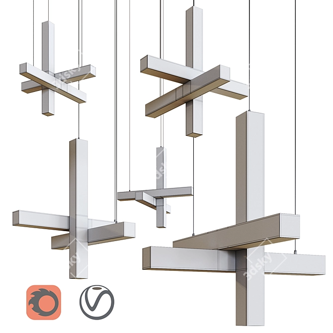 Modern LED Pendant Lamp "Cross 3D model image 2