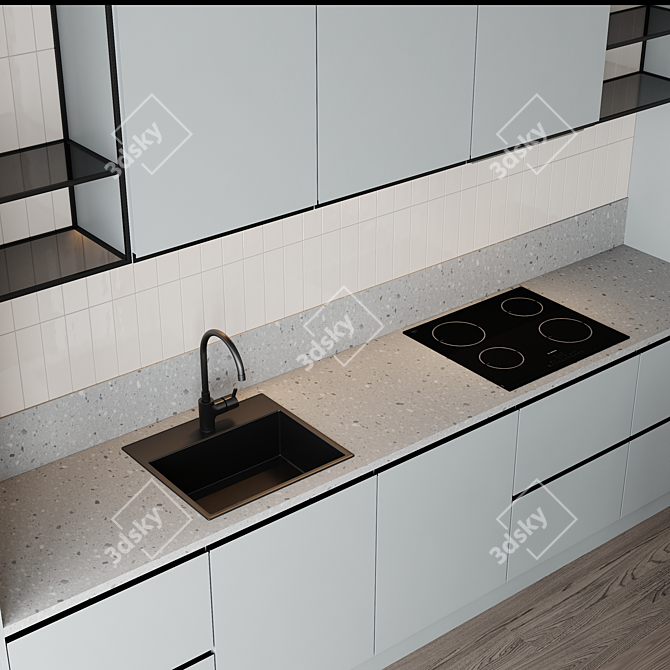  Modern Kitchen Set with Bosch Appliances 3D model image 3