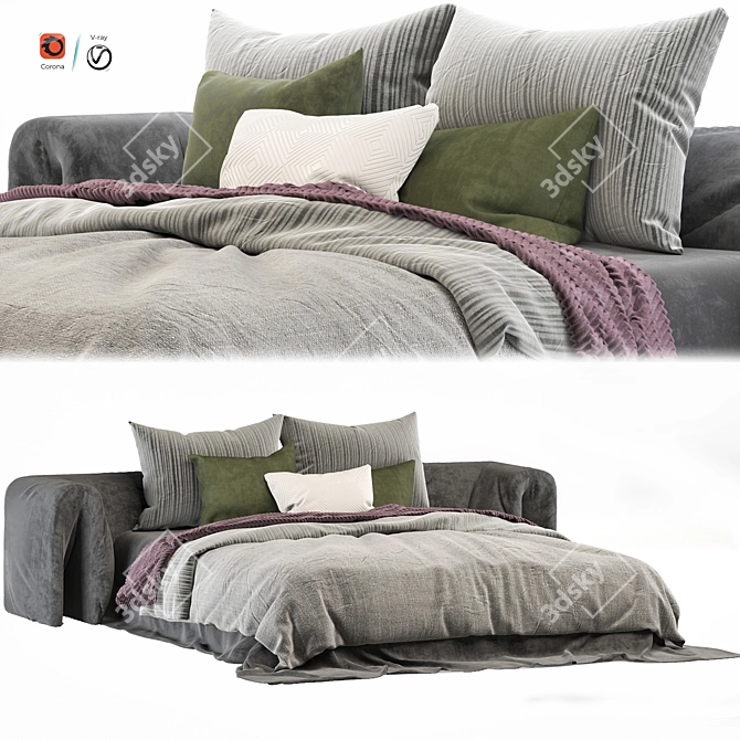 Modern Bed01 | Sleek Design, Vray Render 3D model image 1