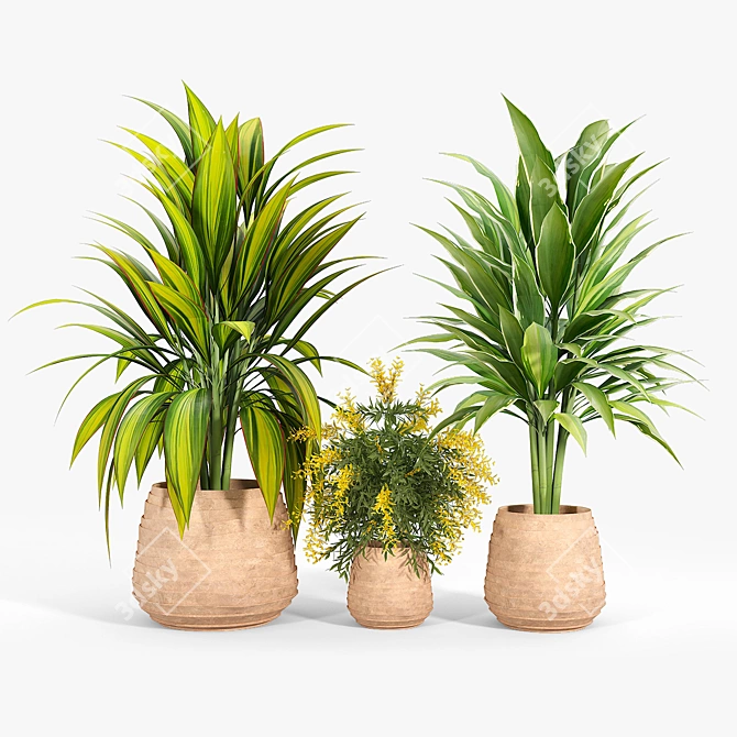 Minimalist Tula Planter Set 3D model image 3