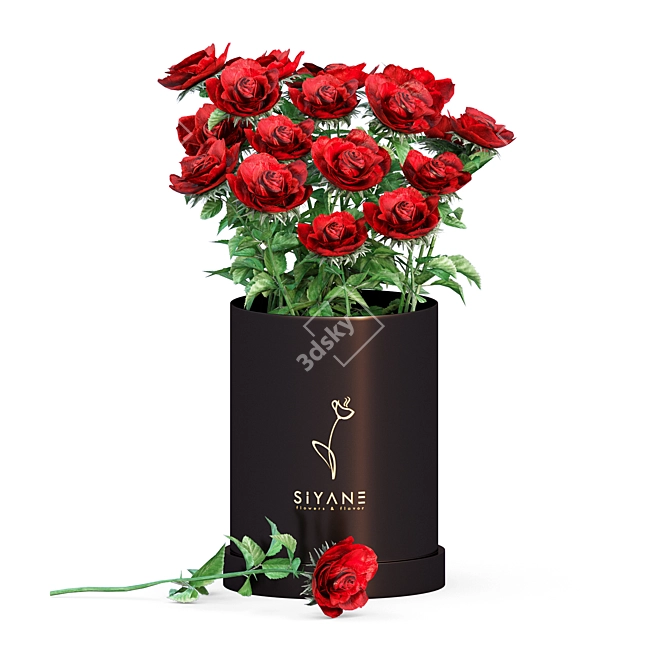 Elegant Red Rose Vase 3D model image 1