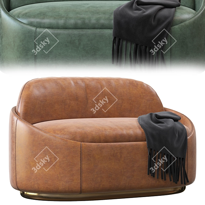 Luxury Velvet and Leather Sofa 3D model image 1