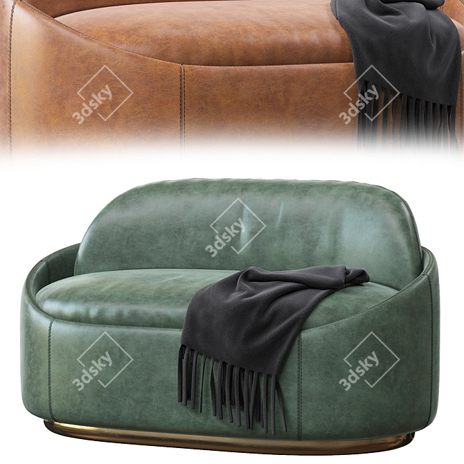 Luxury Velvet and Leather Sofa 3D model image 2