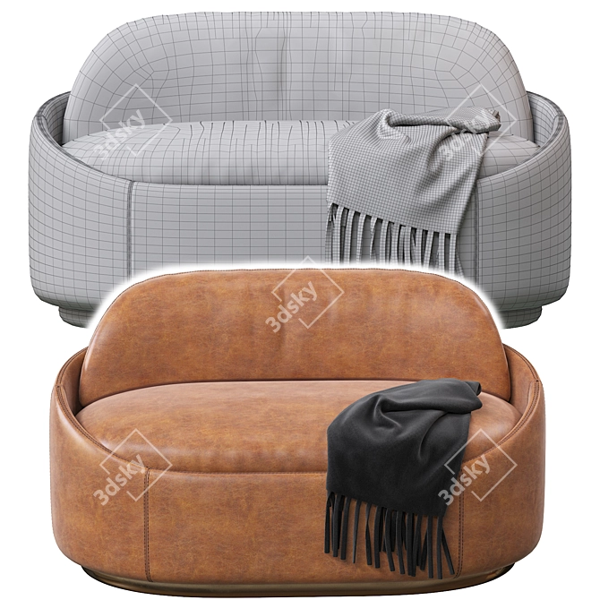 Luxury Velvet and Leather Sofa 3D model image 4