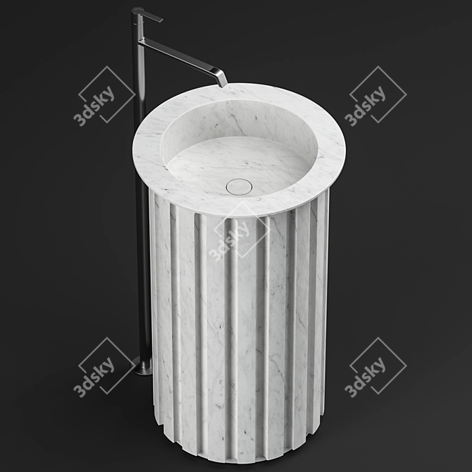 Luxurious Carrara Marble Floor Standing Sink 3D model image 3