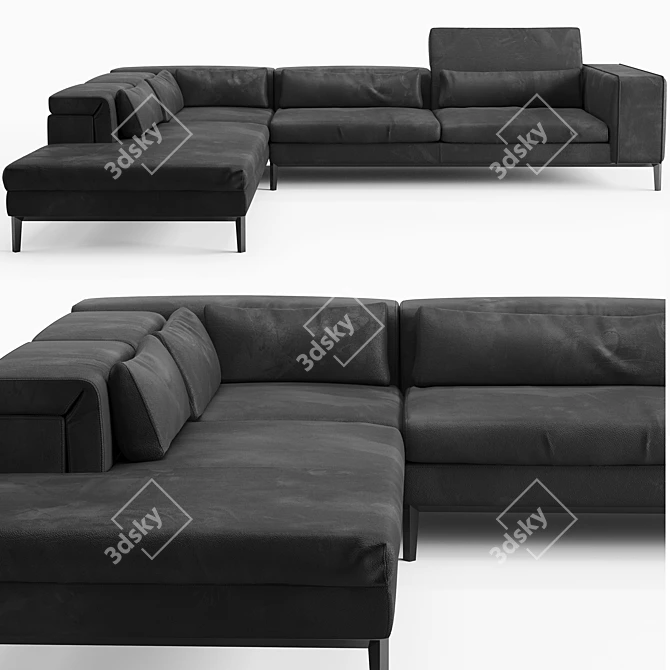 Luxury Italian Leather Sofa 3D model image 3