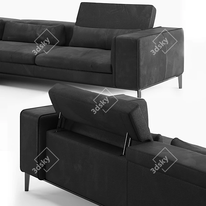 Luxury Italian Leather Sofa 3D model image 4