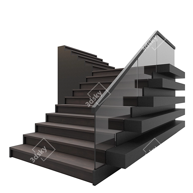 Modern Illuminated Staircase 3D model image 2