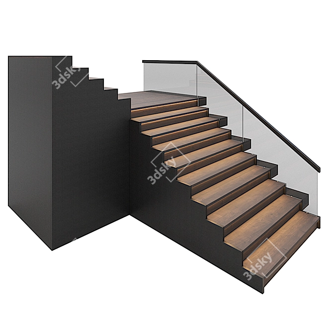 Modern Illuminated Staircase 3D model image 3