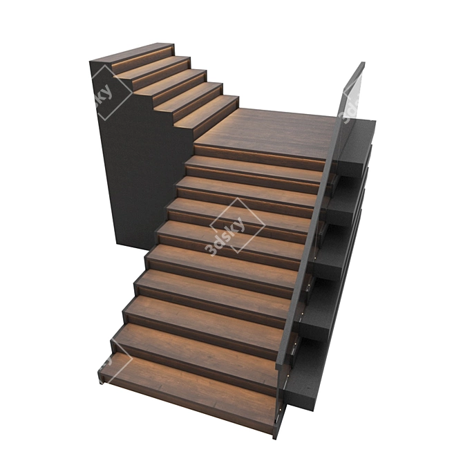 Modern Illuminated Staircase 3D model image 6