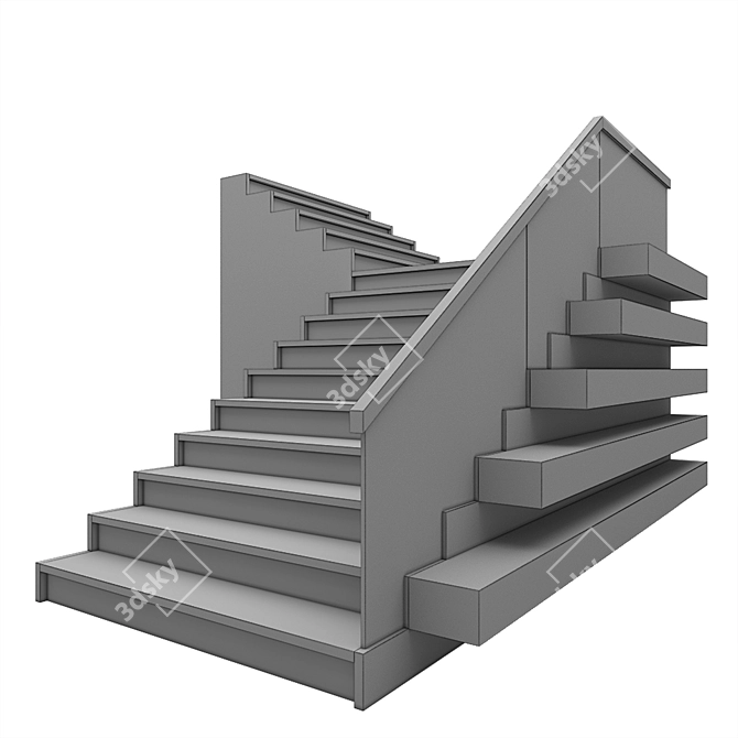 Modern Illuminated Staircase 3D model image 8