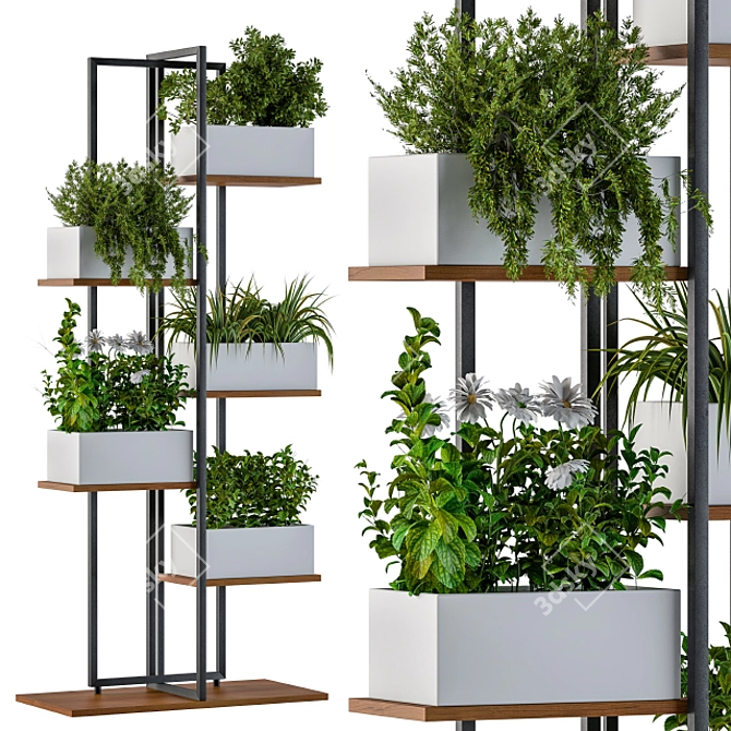 Modern White Box Plant Stand 3D model image 1