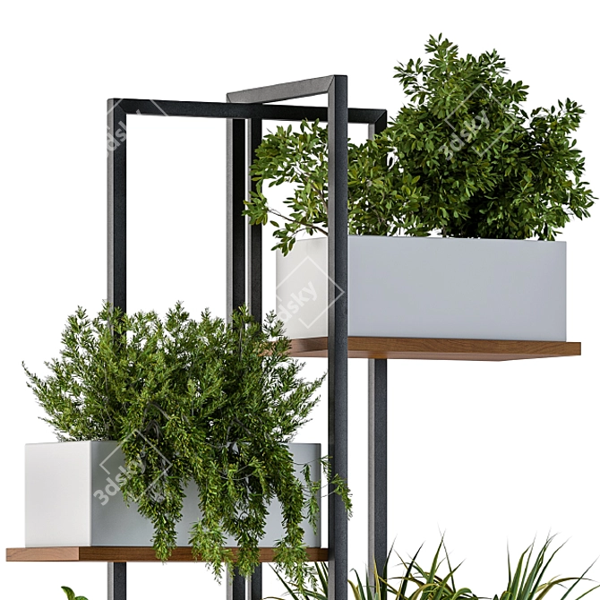 Modern White Box Plant Stand 3D model image 3