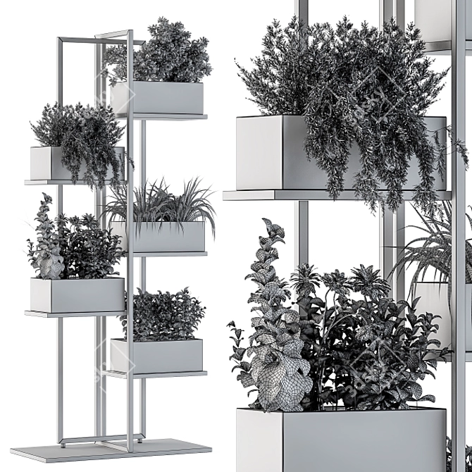 Modern White Box Plant Stand 3D model image 4