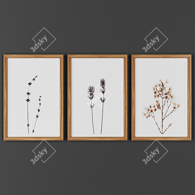 Wooden Frame Picture Set 3D model image 1