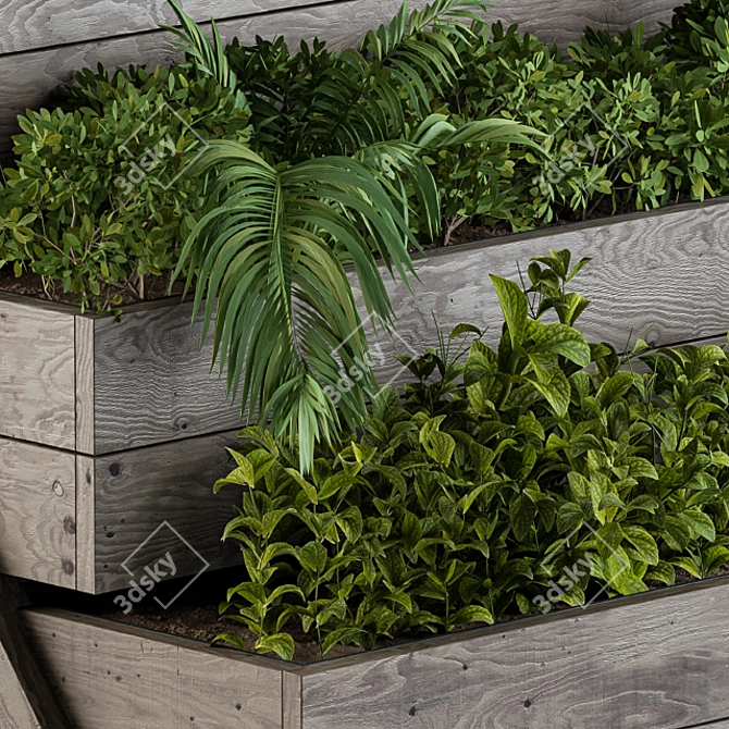 Rustic Wooden Planter Box 3D model image 3