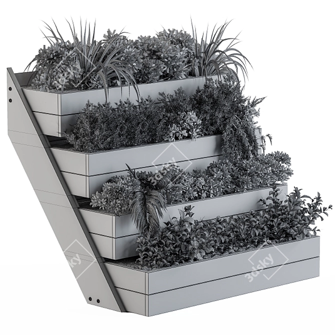 Rustic Wooden Planter Box 3D model image 5