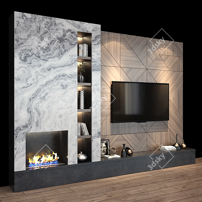 Modern TV Shelf 0133: Stylish Storage Solution 3D model image 3