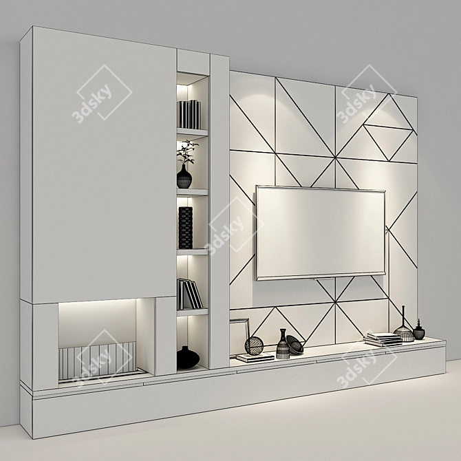 Modern TV Shelf 0133: Stylish Storage Solution 3D model image 4