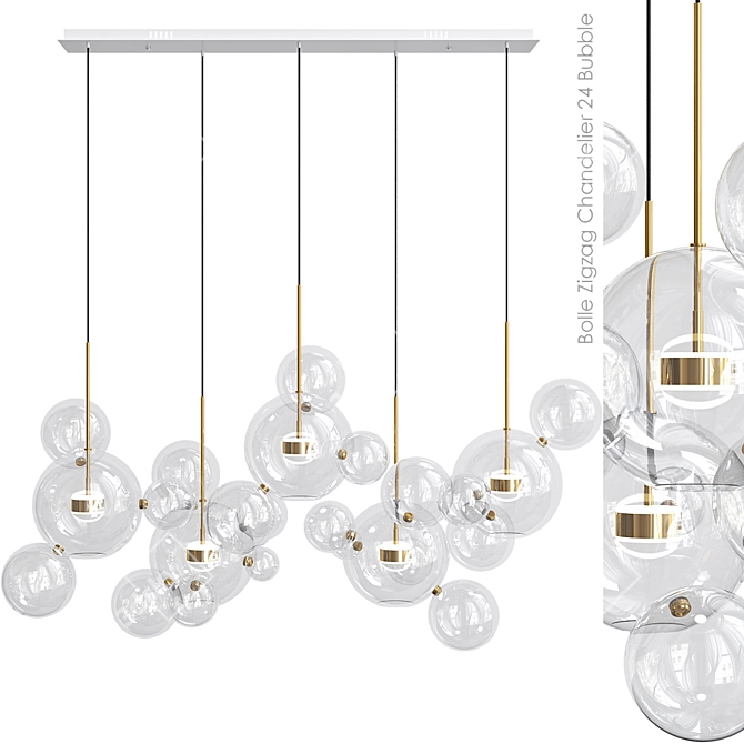 Bolle Zigzag 24 Bubble Chandelier 3D model image 1