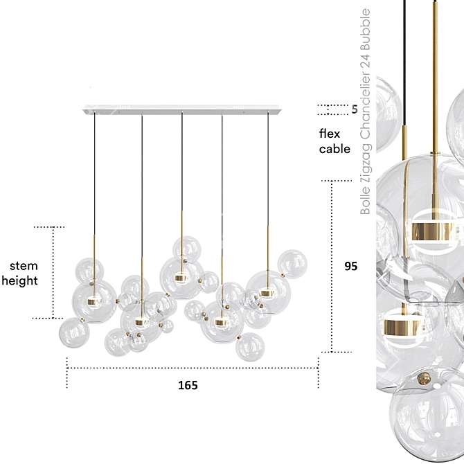 Bolle Zigzag 24 Bubble Chandelier 3D model image 2