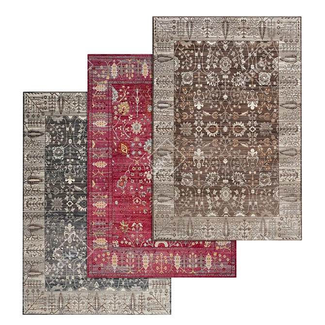 Luxury Rug Set with High-Quality Textures 3D model image 1