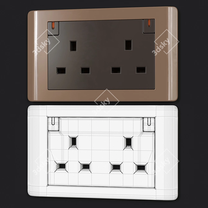 Schneider Zencelo Silverbronze Switches & Sockets 3D model image 5