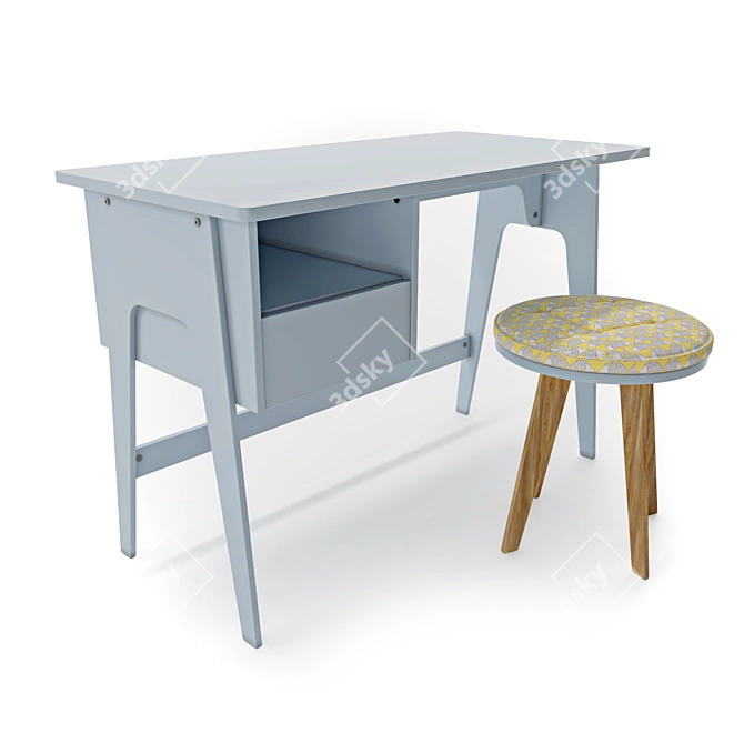 Vintage Retro-Style Writing Desk 3D model image 1