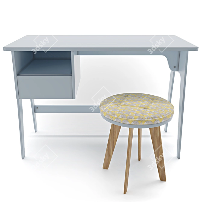 Vintage Retro-Style Writing Desk 3D model image 2