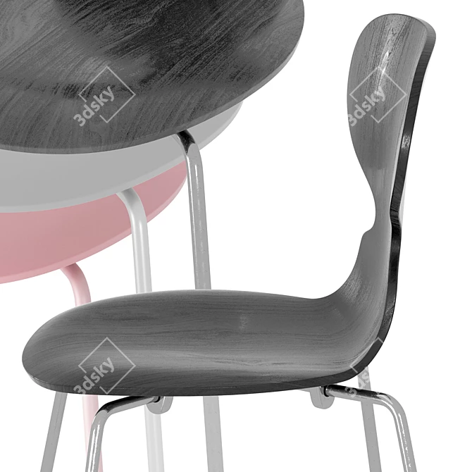 Sleek Monochrome Ant Chair 3D model image 4