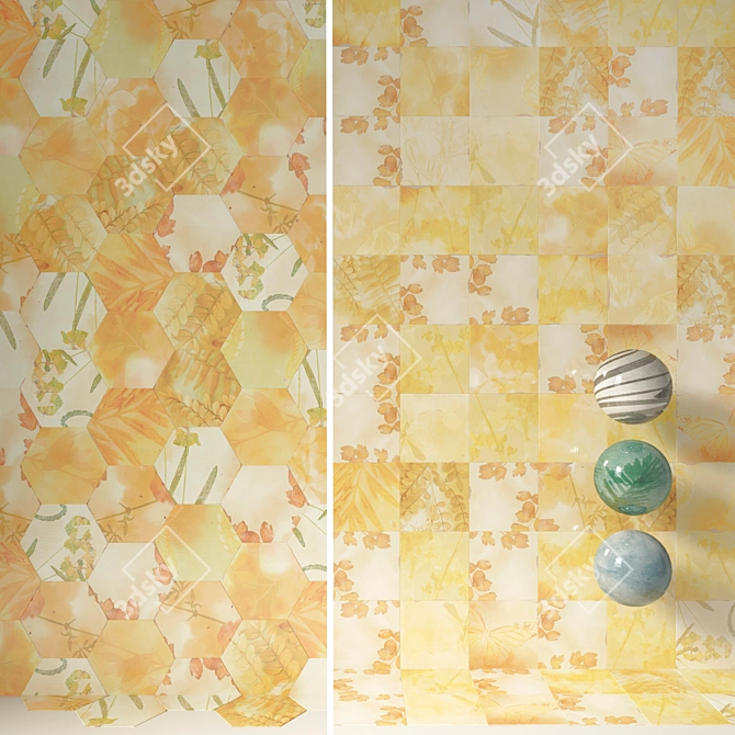 Souk Carmen Souk: Vibrant Moroccan-inspired Ceramic Tiles 3D model image 1