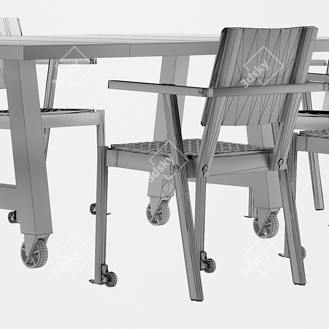 Title: 6-Seater Dining Set with Chairs 3D model image 3