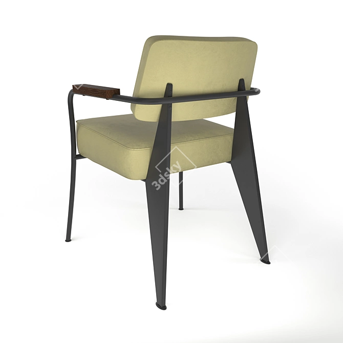 Modern Leather Armchair with Metal Legs 3D model image 2