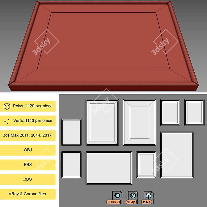 Modern Interior Picture Frames Set 3D model image 4