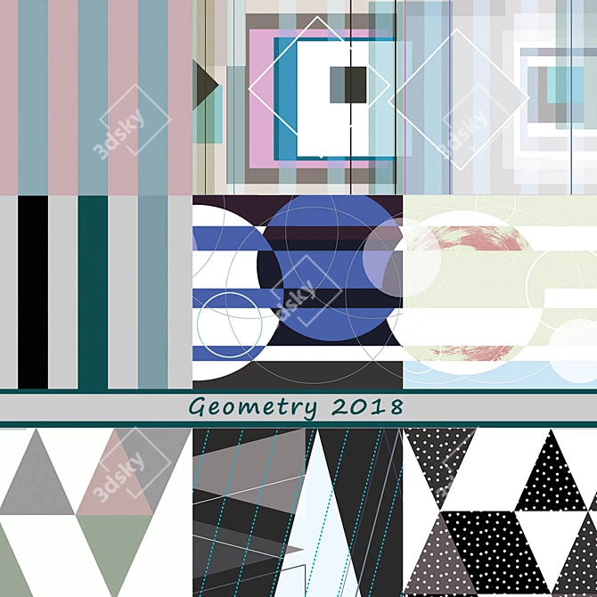 Modern Geometric Wallpaper Collection 3D model image 1