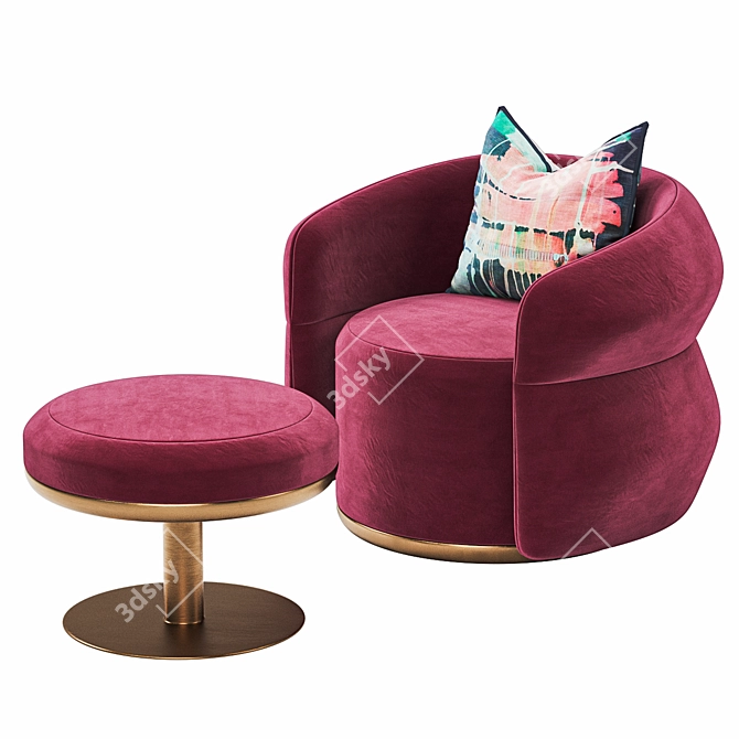 Taylor LLorente Contour Lux: Modern Metal Armchair & Pouf 3D model image 1