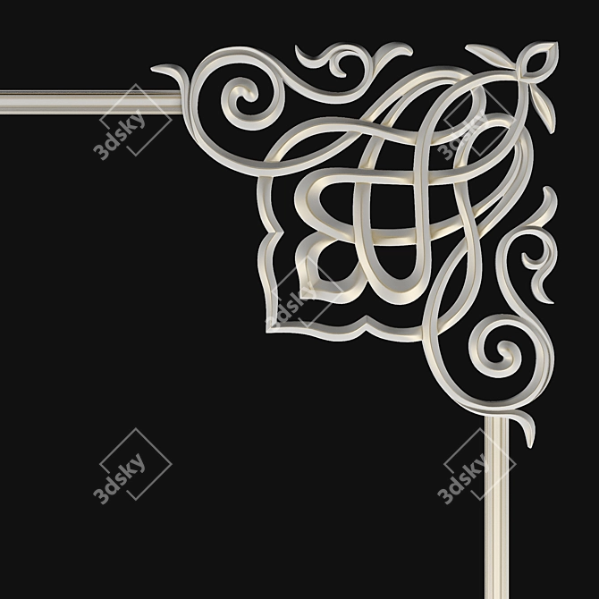 Classic Gypsum Frame with Decor and Rosettes 3D model image 4
