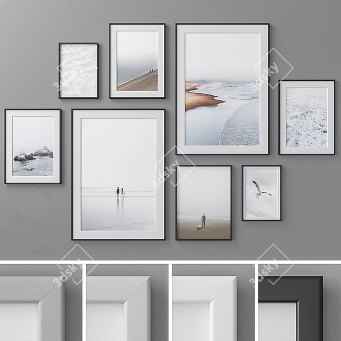 Versatile 40-Piece Photo Frames: 4 Colors, 60x90 cm 3D model image 1