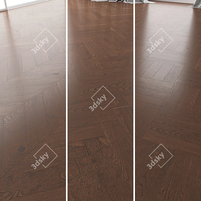 Premium Oak Parquet Set - Seal Brown WWL 3D model image 1