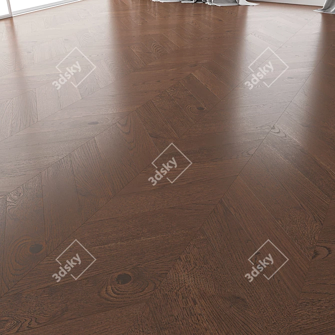 Premium Oak Parquet Set - Seal Brown WWL 3D model image 3