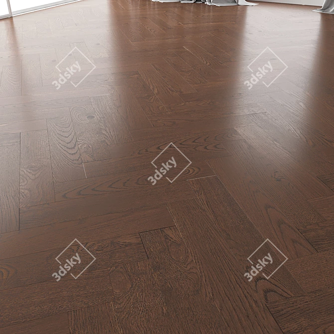 Premium Oak Parquet Set - Seal Brown WWL 3D model image 4