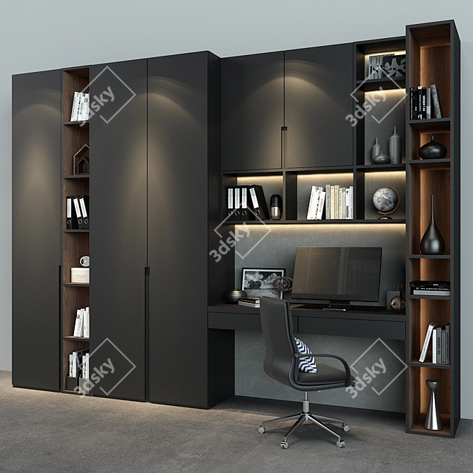 Elegant Oak Cabinet for Your Home 3D model image 2