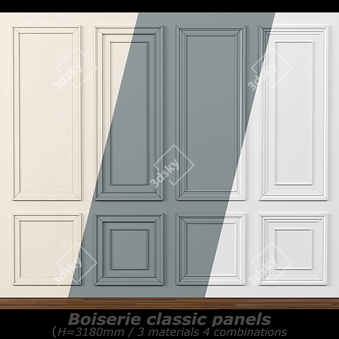 Classic Wall Molding Panels 3D model image 1