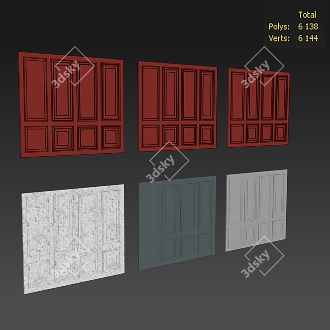 Classic Wall Molding Panels 3D model image 4