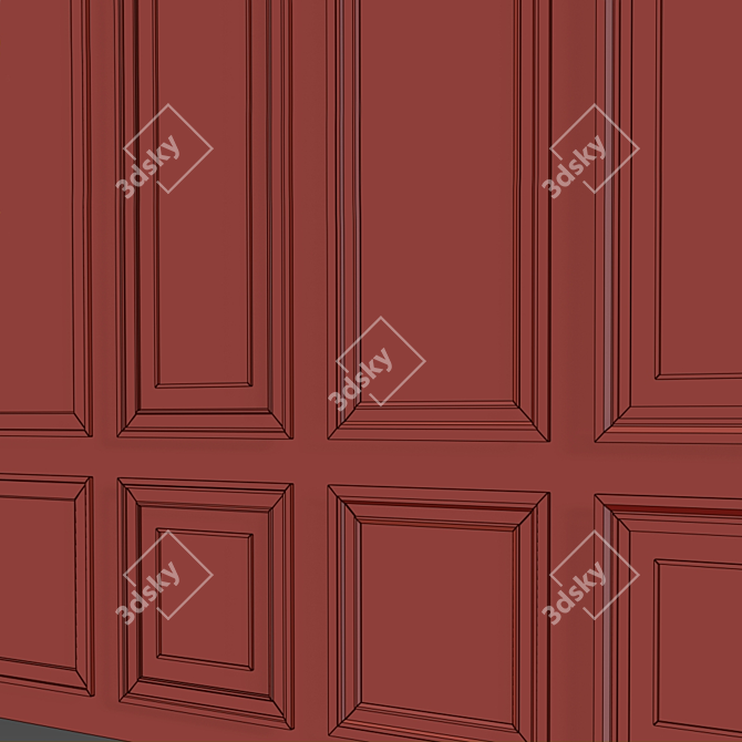 Classic Wall Molding Panels 3D model image 5